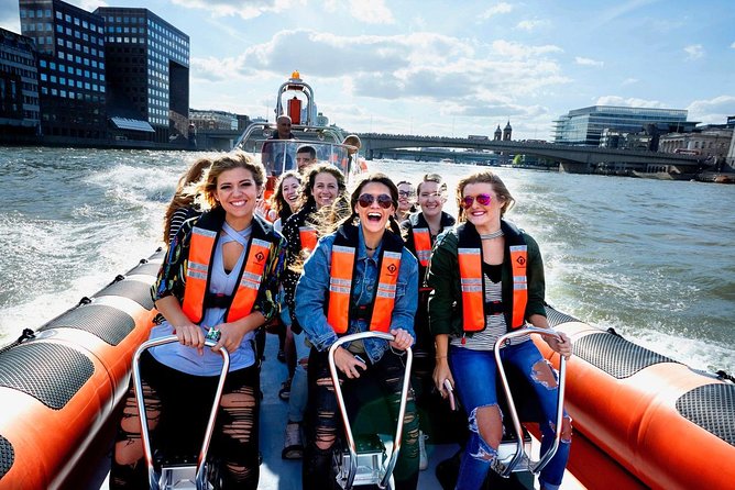 Iconic Sights of London: High-Speed Boat Trip - Billingsgate, battleship, Drake ship, and Canary Wharf at speed