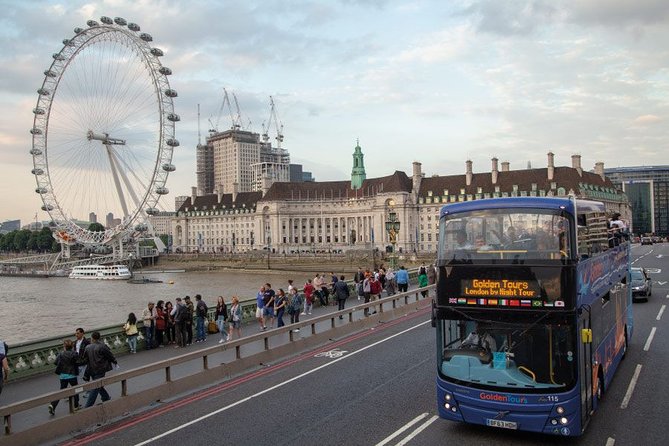London by Night Sightseeing Open Top Bus Tour with Live Guide - First Major Views At London Eye, Then The Night Takes Over