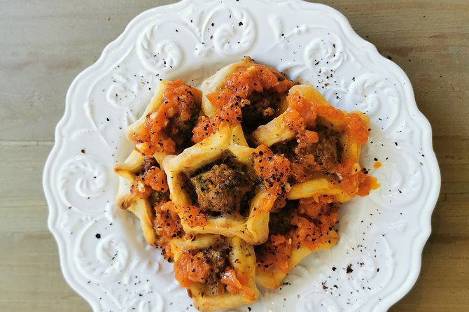 Pasta Making Experience - Cooking Class - The food you will eat: pasta, salad, wine, and tiramisu pudding