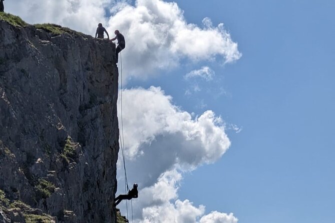 The Big One 150ft Abseiling Experience - The view from the rope: Severn Channel and city lines